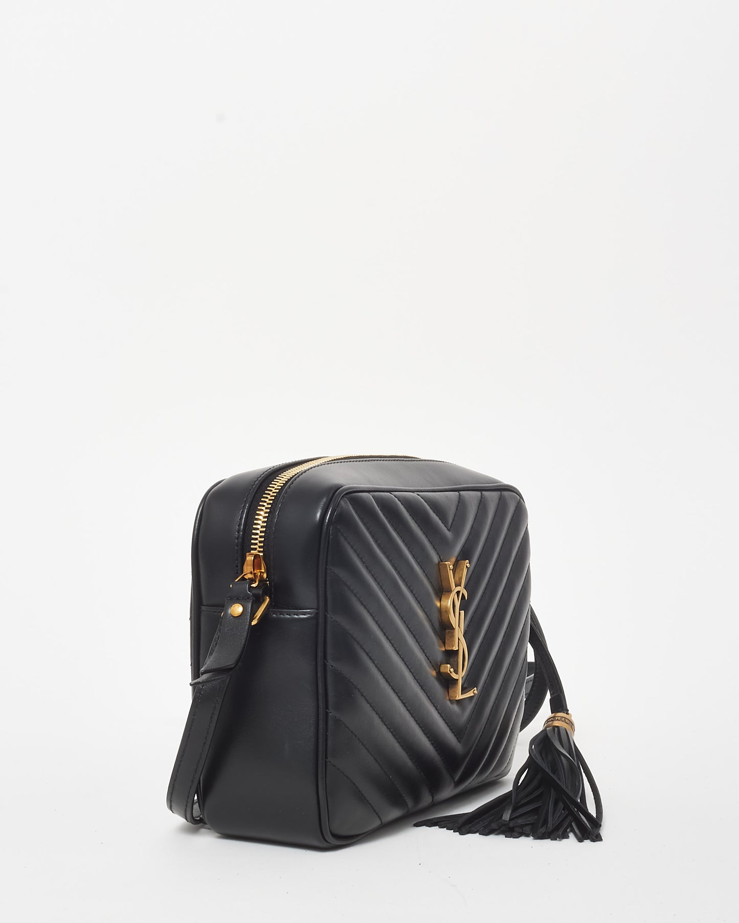 Saint Laurent Black Chevron Leather Lou Camera Bag GHW