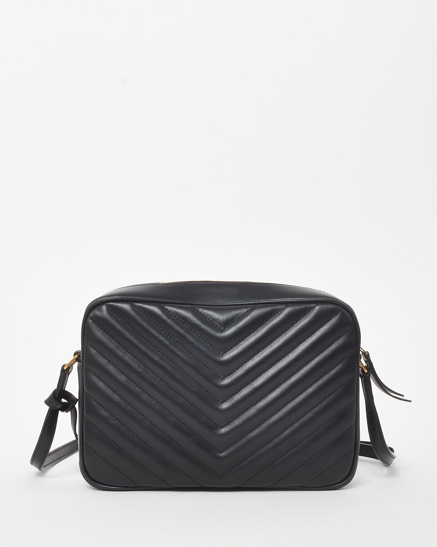 Saint Laurent Black Chevron Leather Lou Camera Bag GHW