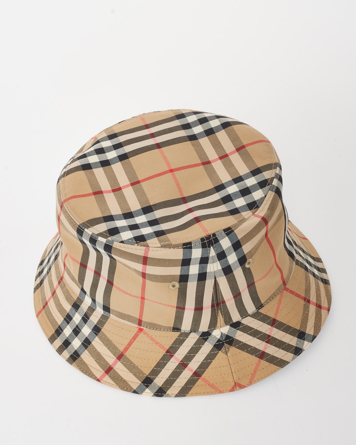 Burberry Light Beige Check Bucket Hat - XL