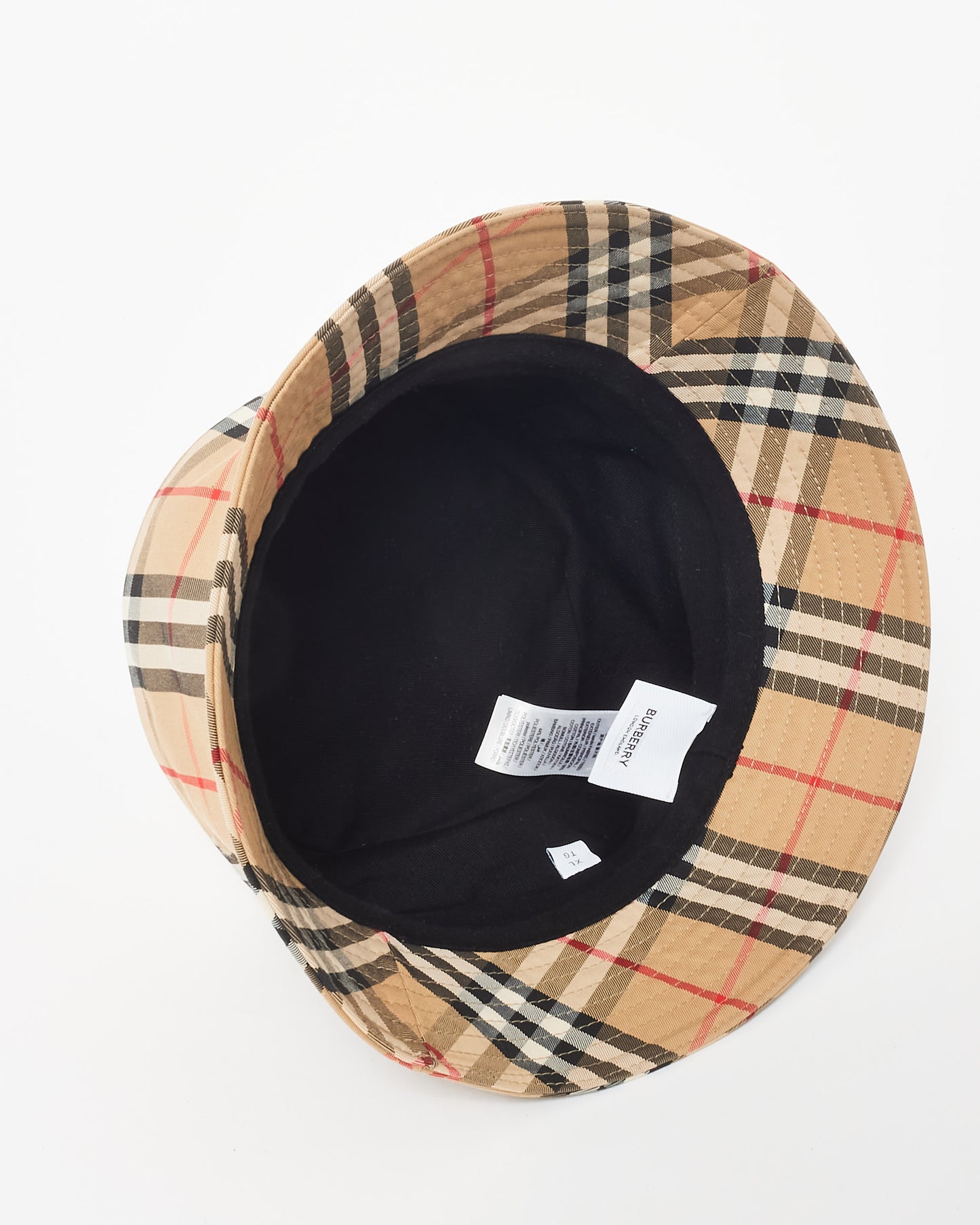 Burberry Light Beige Check Bucket Hat - XL