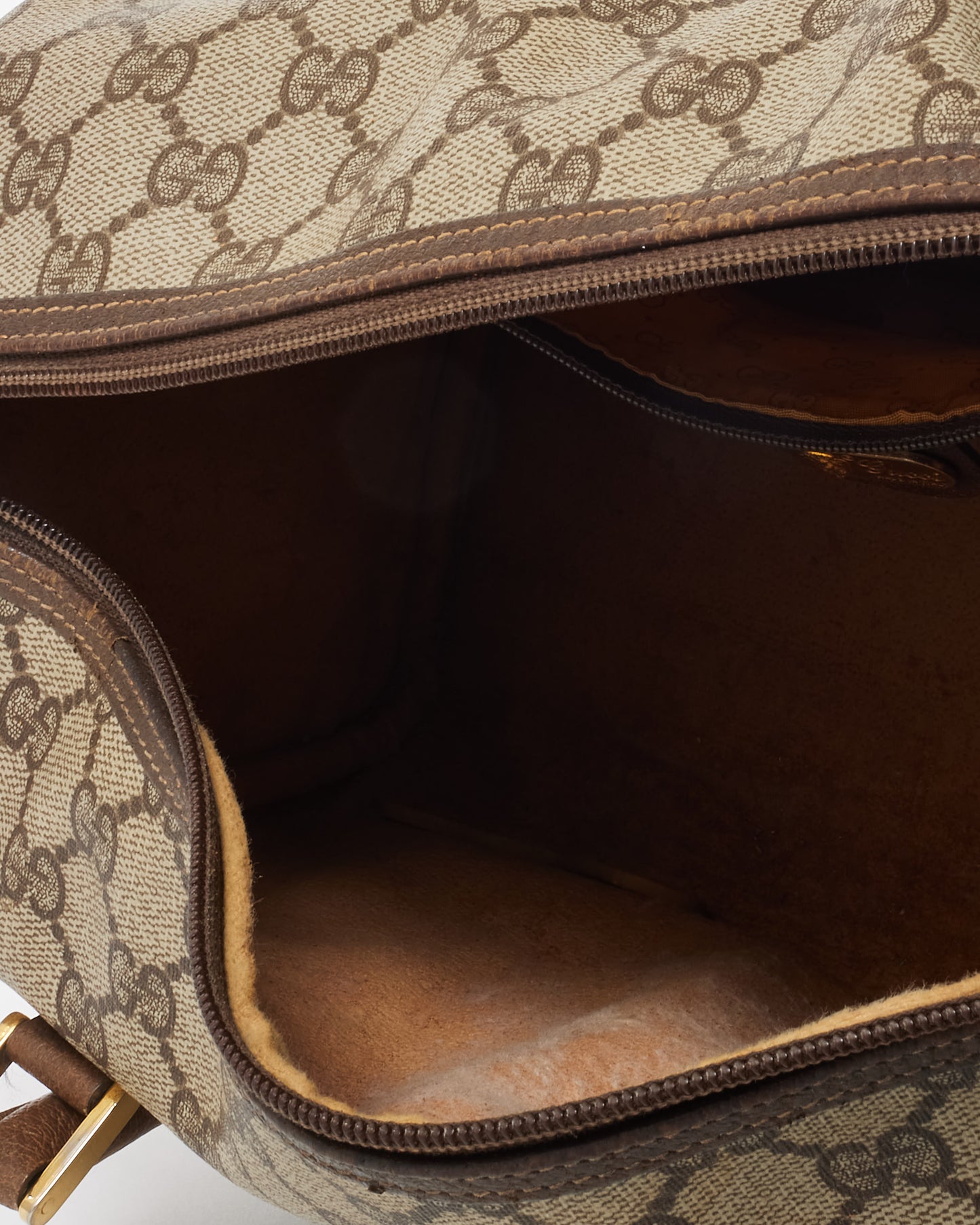 Gucci Vintage Beige and Brown Monogram Coated Canvas Boston Bag