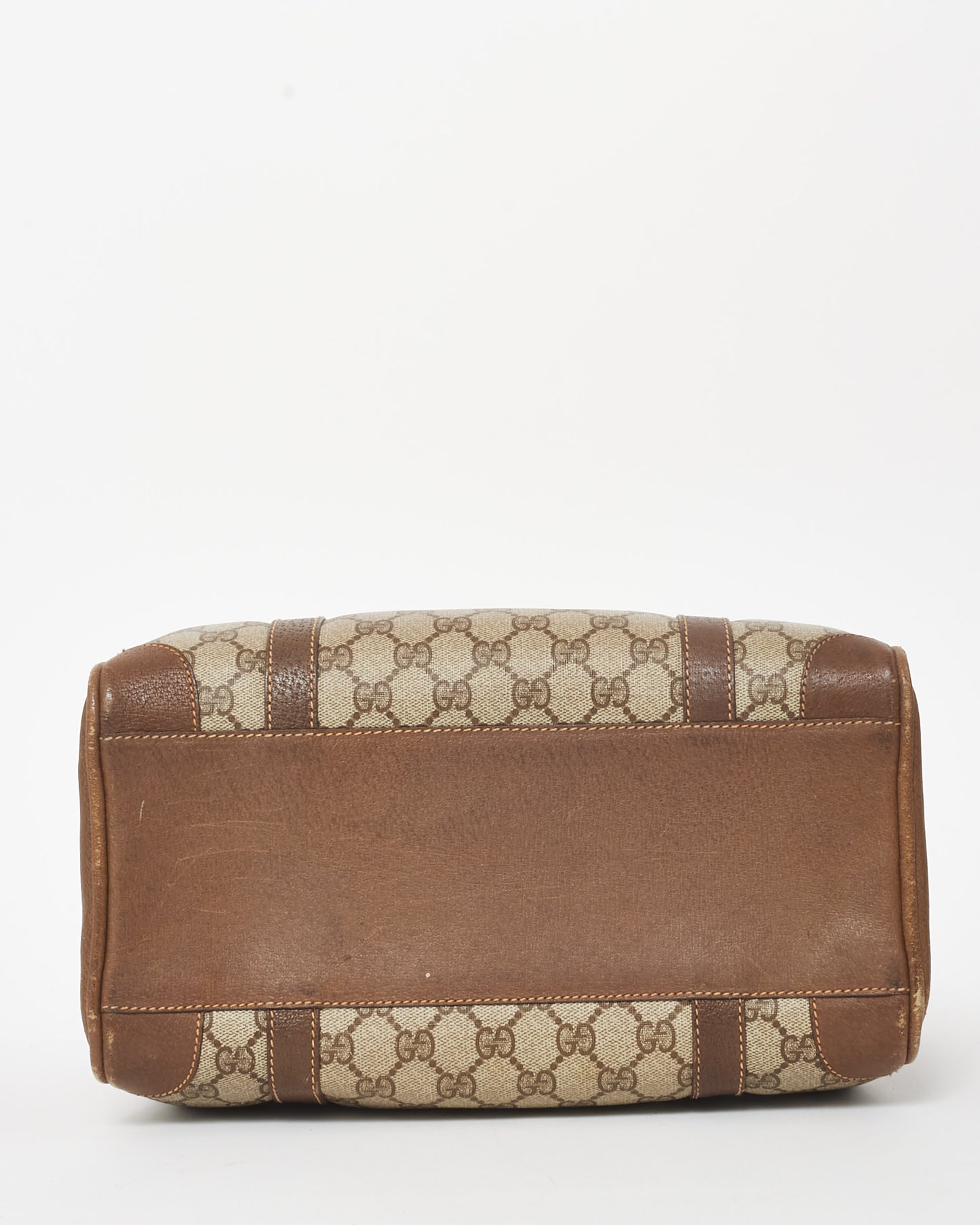 Gucci Vintage Beige and Brown Monogram Coated Canvas Boston Bag