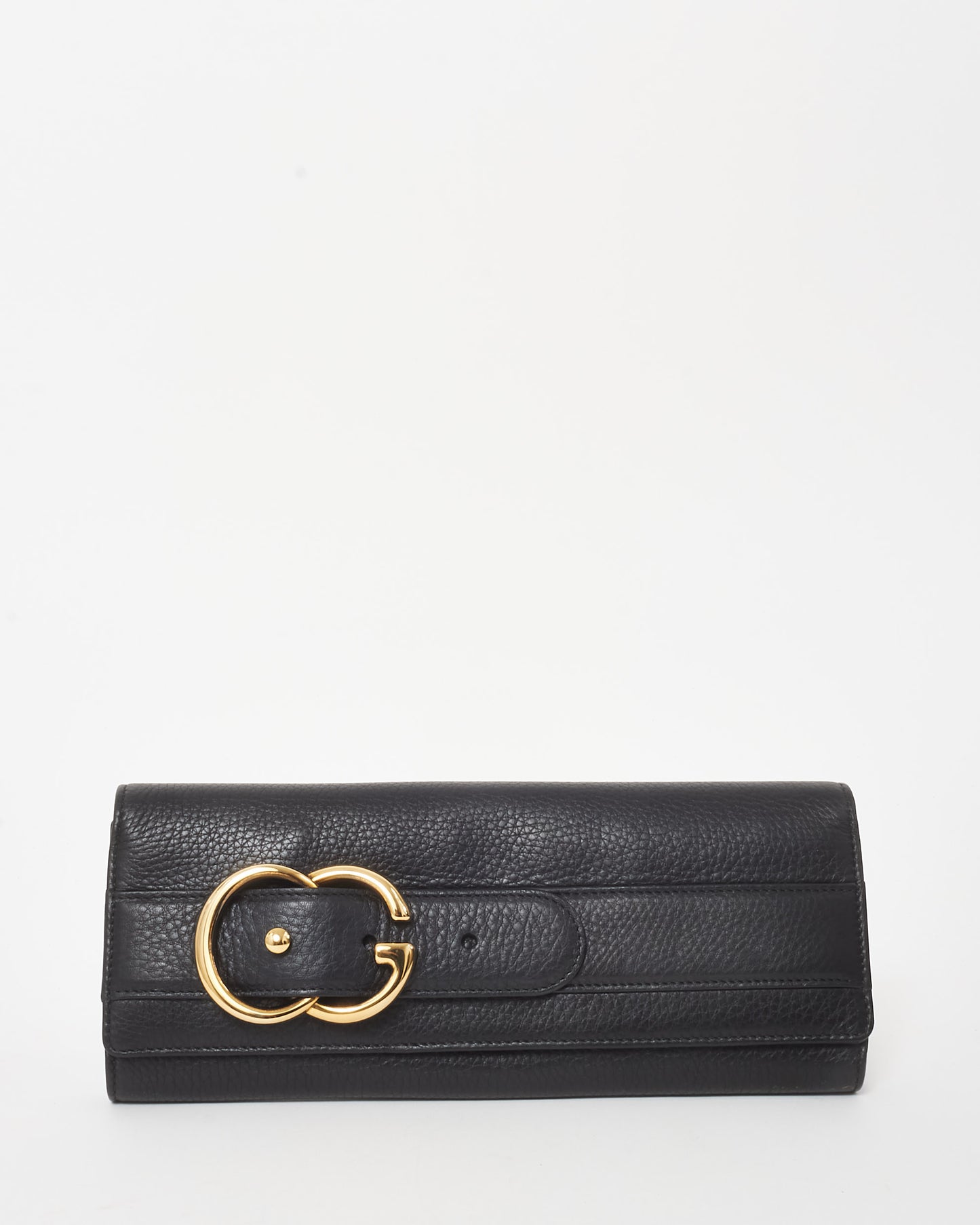 Gucci Black Pebbled Leather Romy Clutch