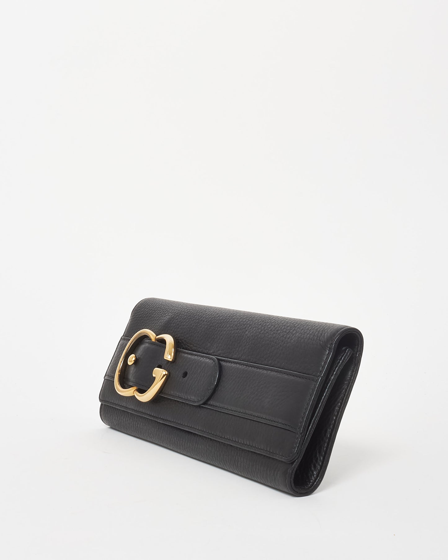 Gucci Black Pebbled Leather Romy Clutch