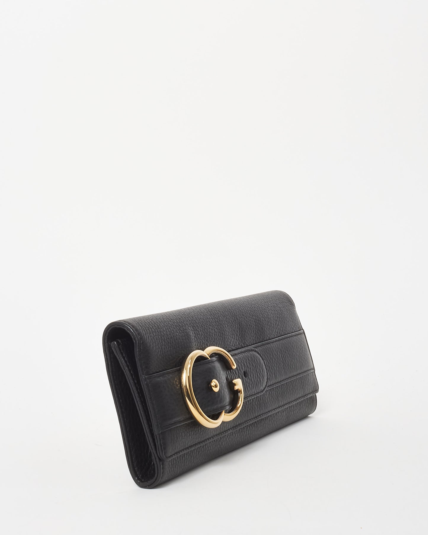 Gucci Black Pebbled Leather Romy Clutch