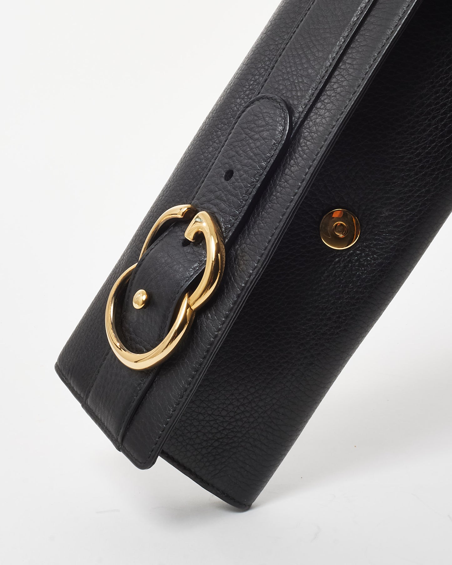 Gucci Black Pebbled Leather Romy Clutch