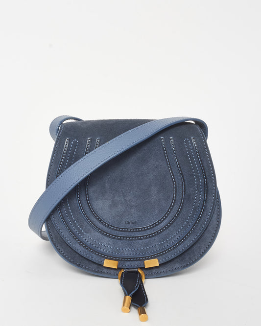 Chloé Navy Blue Suede Small Marcie Crossbody Bag