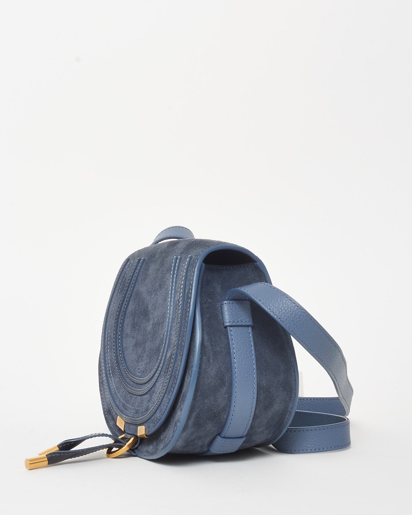 Chloé Navy Blue Suede Small Marcie Crossbody Bag