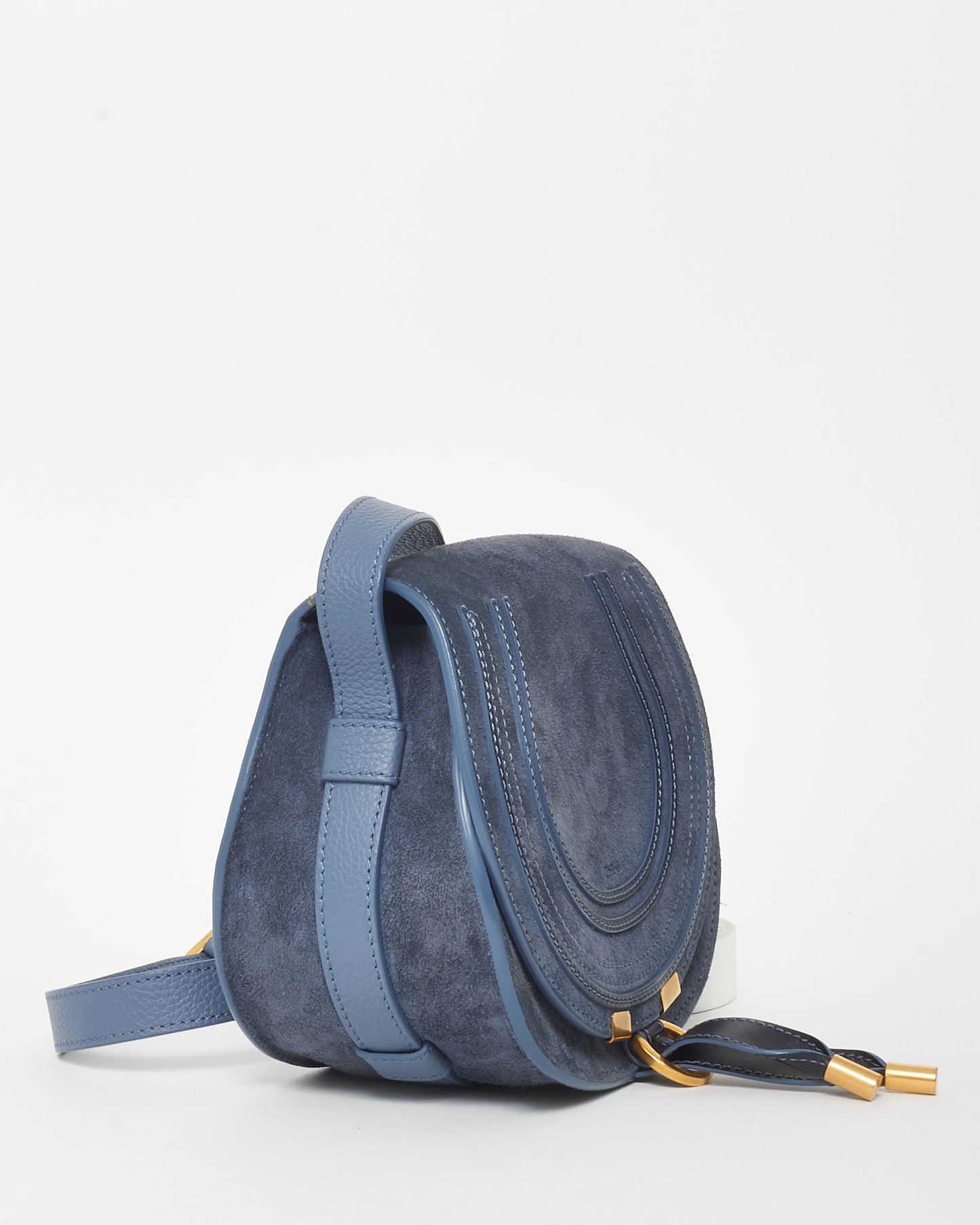 Chloé Navy Blue Suede Small Marcie Crossbody Bag