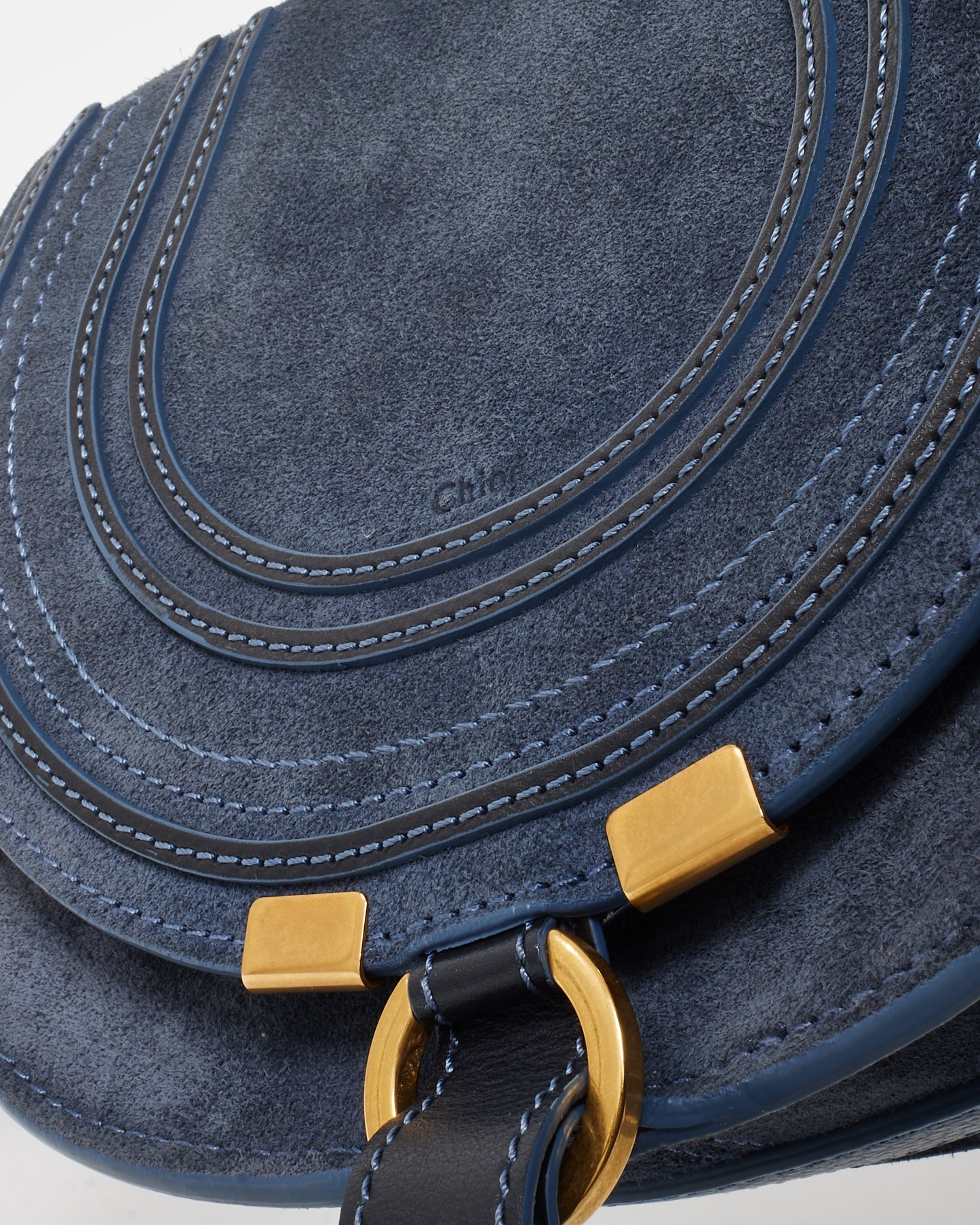 Chloé Navy Blue Suede Small Marcie Crossbody Bag