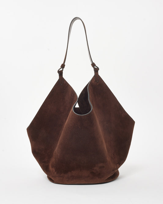 Khaite Brown Suede Medium Lotus Shoulder Bag