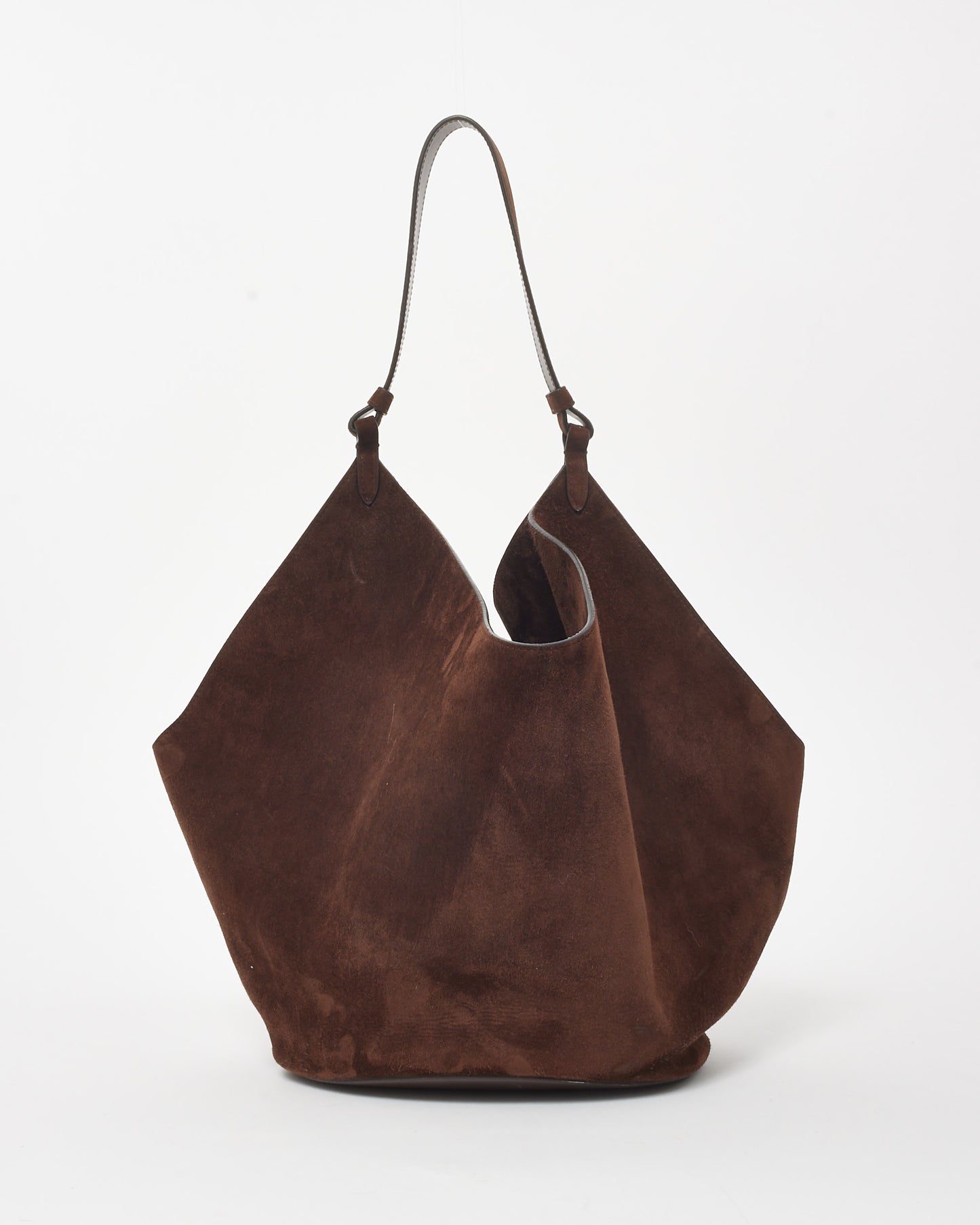 Khaite Brown Suede Medium Lotus Shoulder Bag