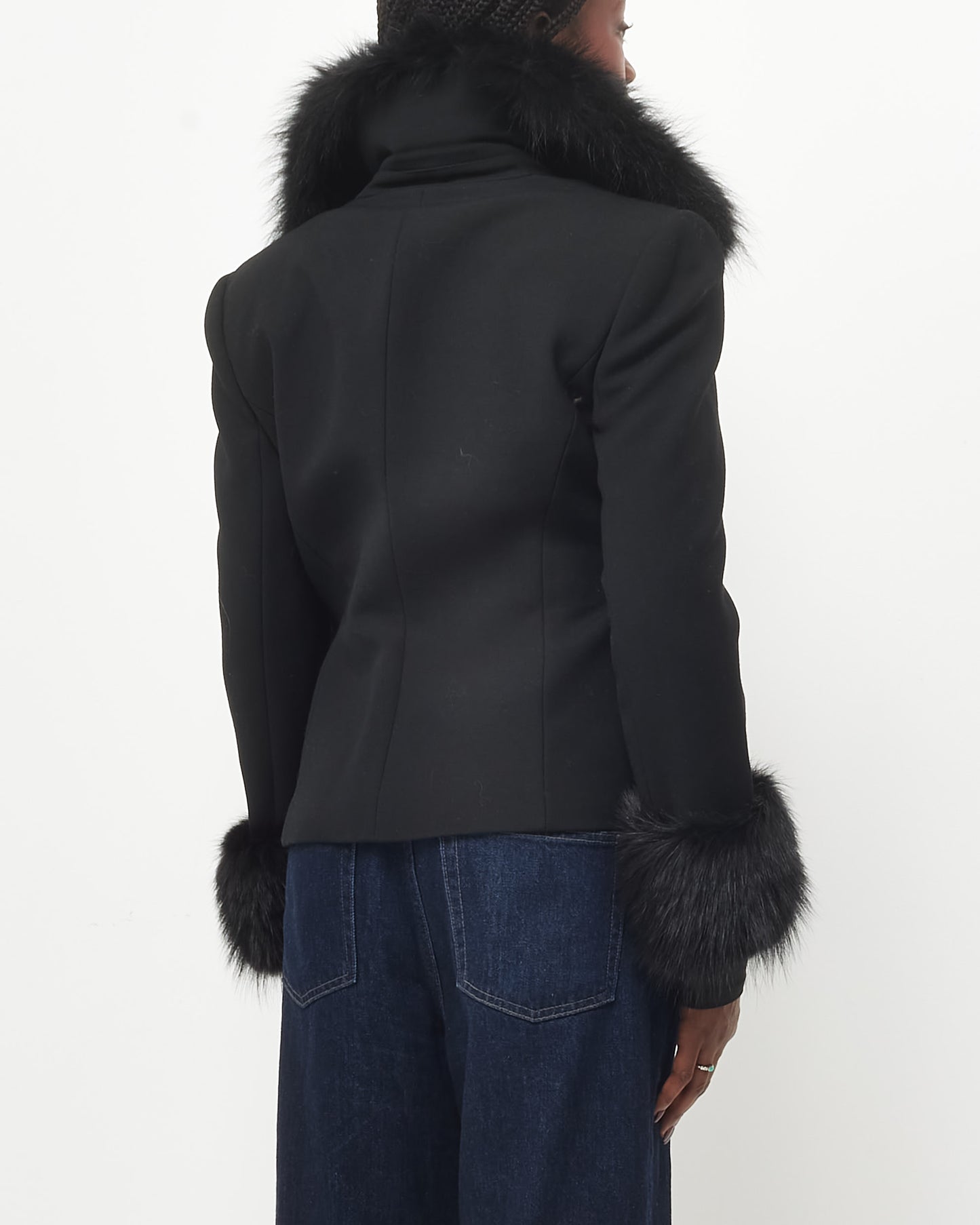 Dolce 
Gabbana Black Fur Trim Jacket - 46 (M)