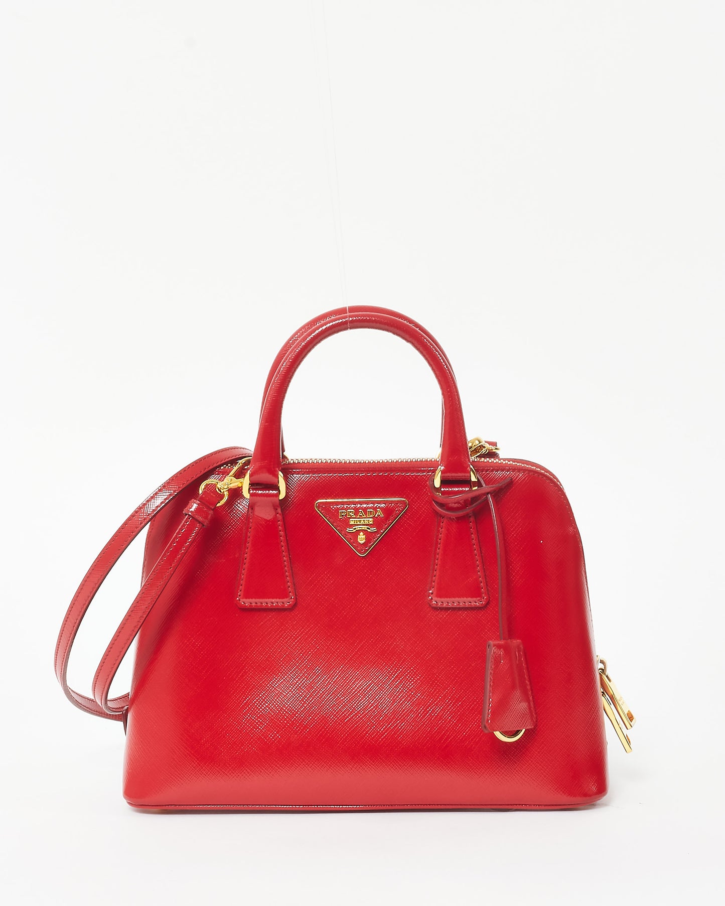 Prada Red Patent Vernice Leather Small Promenade Bag