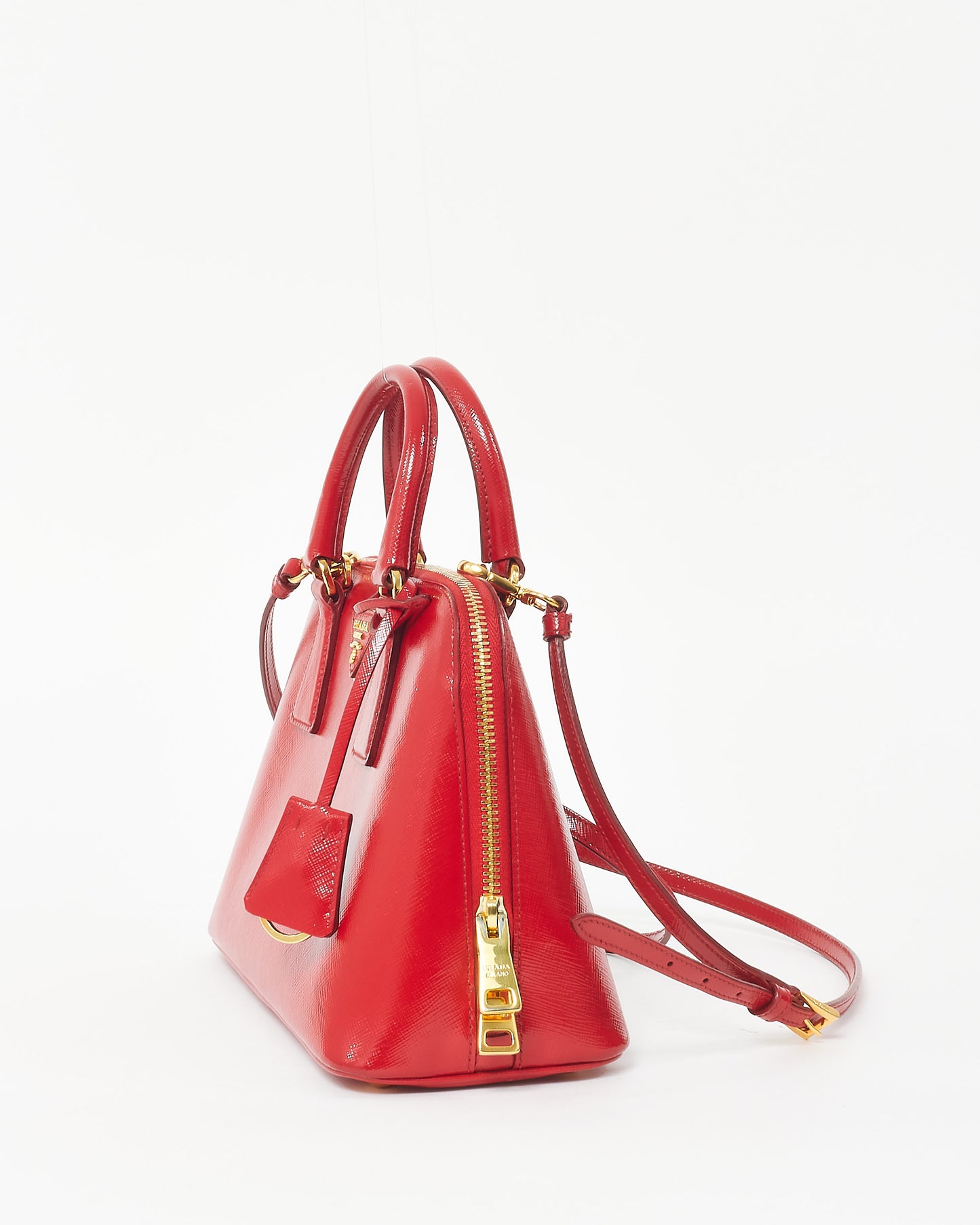 Prada Red Patent Vernice Leather Small Promenade Bag