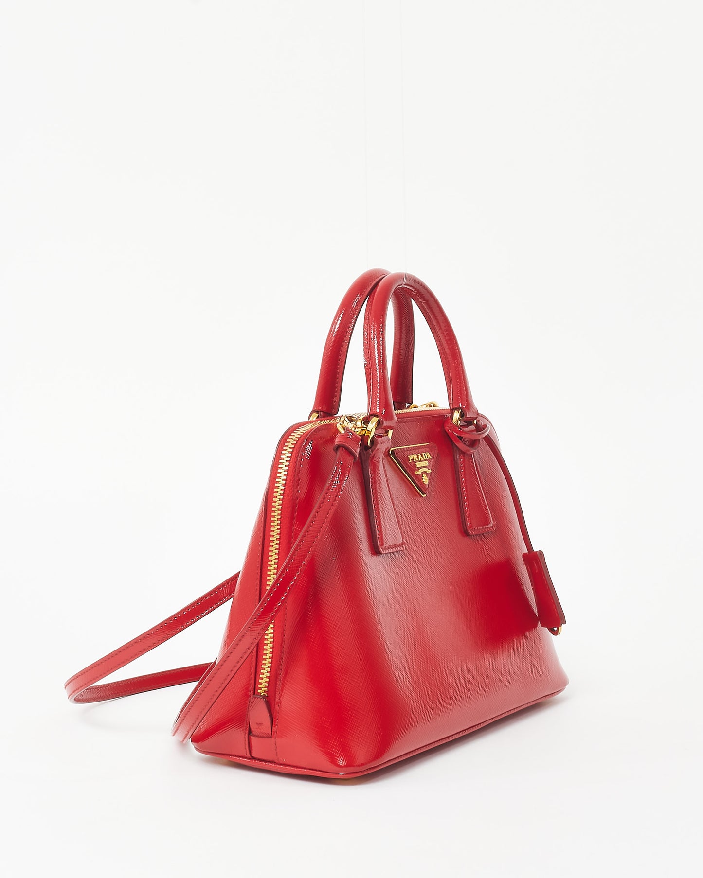 Prada Red Patent Vernice Leather Small Promenade Bag