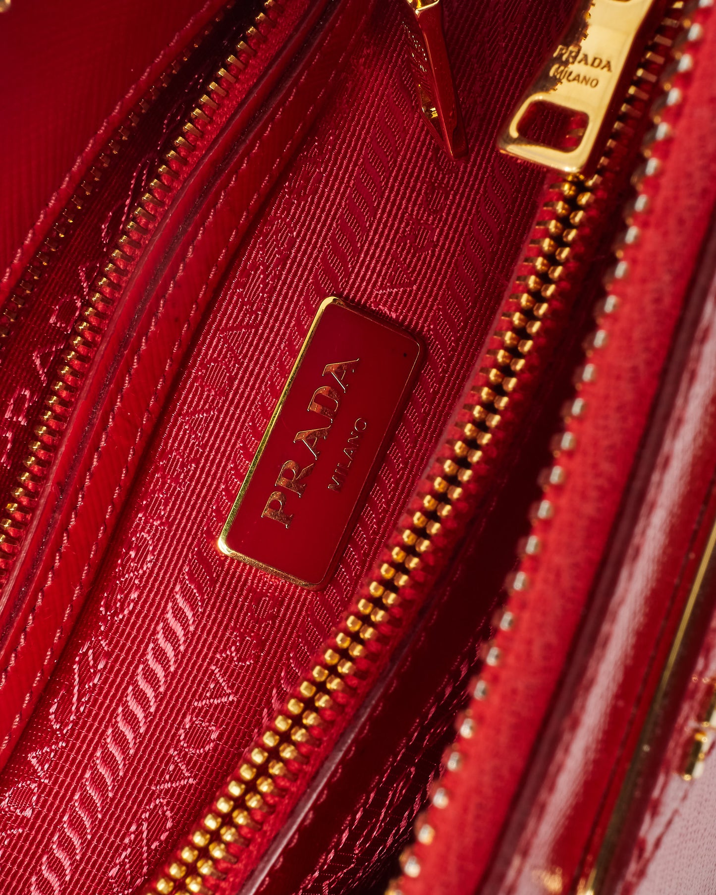 Prada Red Patent Vernice Leather Small Promenade Bag