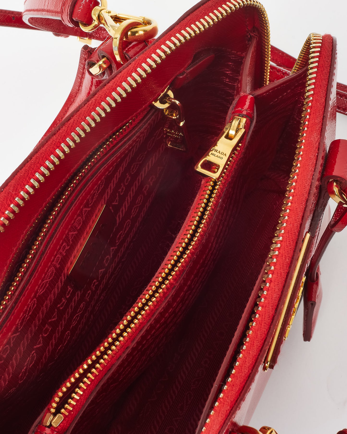 Prada Red Patent Vernice Leather Small Promenade Bag