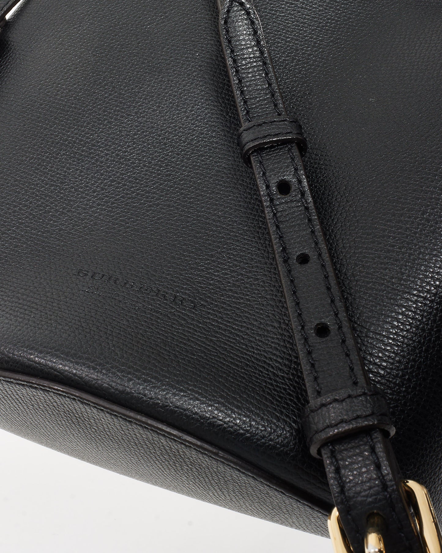 Burberry Black Leather and Haymarket Check Small Lorne Bucket Bag