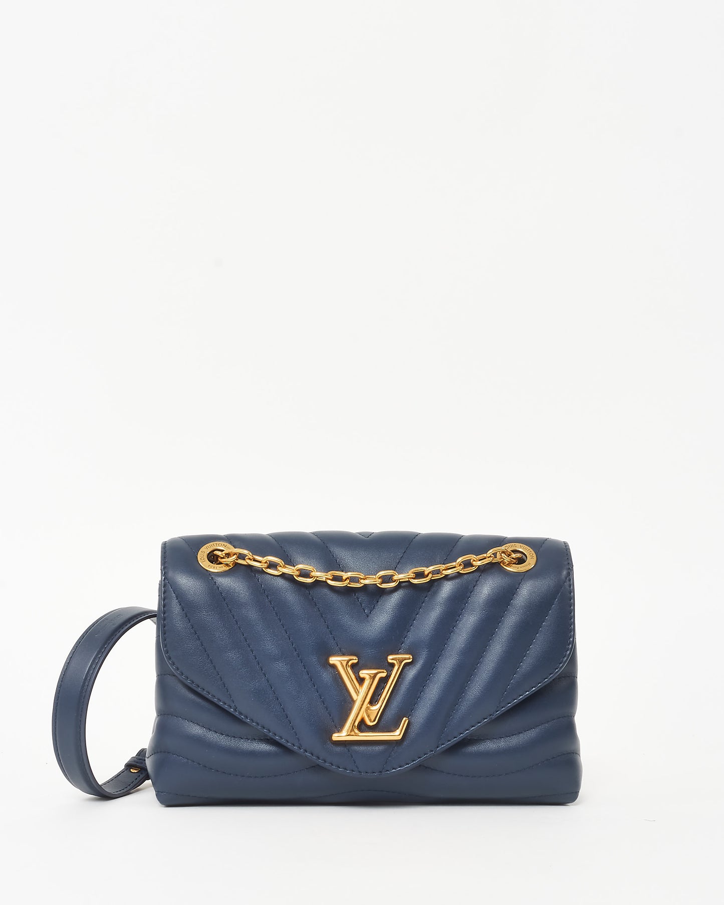 Louis Vuitton Navy Leather New Wave Chain MM Shoulder Bag