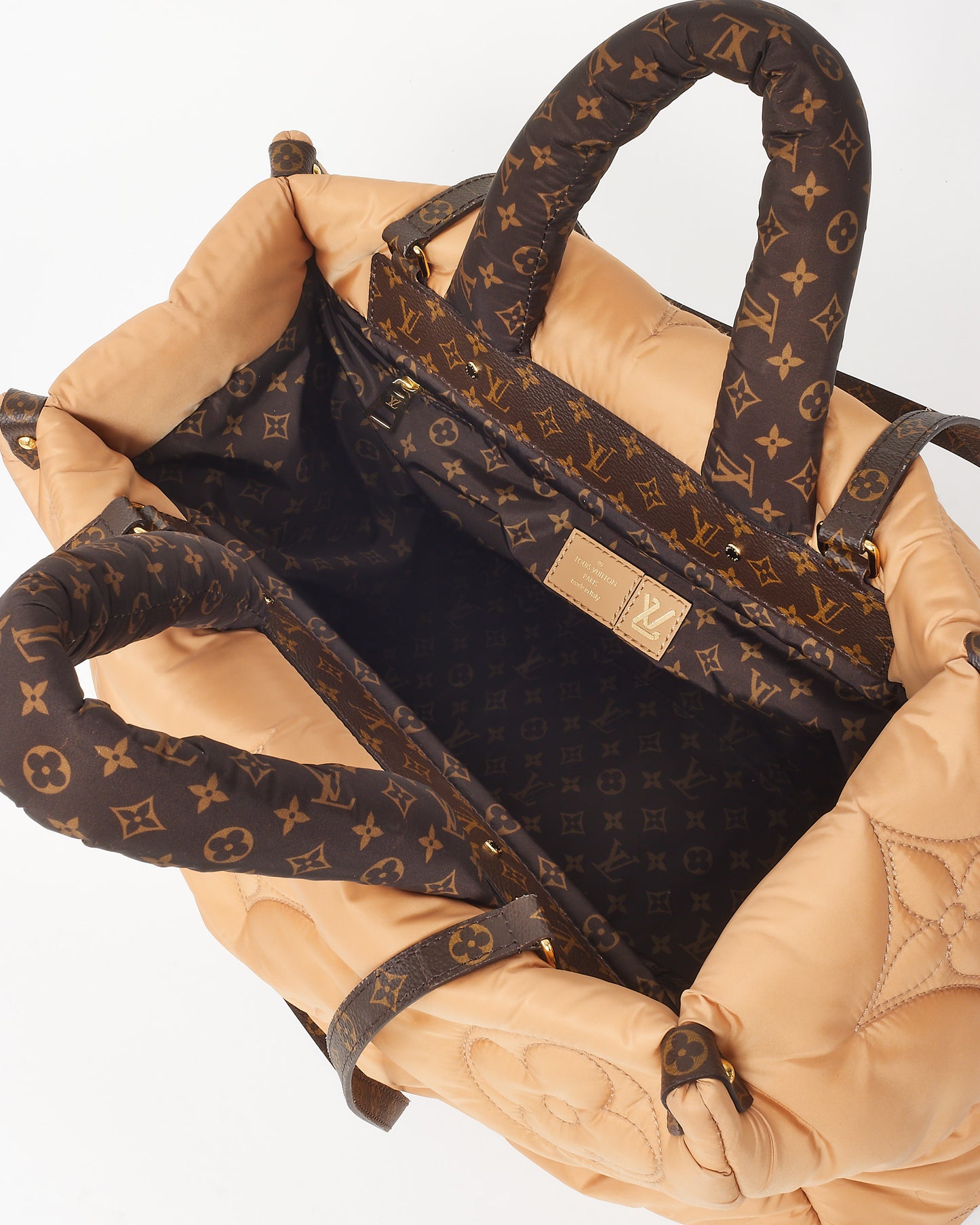 Louis Vuitton Beige Econyl Nylon Monogram Giant Pillow Puffer OnTheGo GM Bag