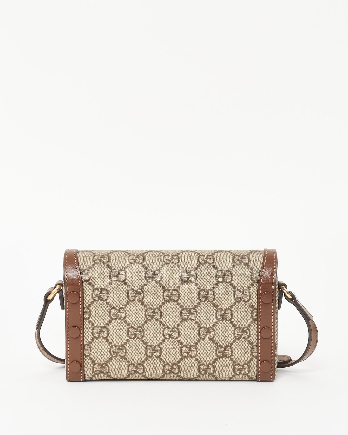 Gucci Beige and Dark Brown GG Supreme Canvas Horsebit 1955 Mini Crossbody Bag