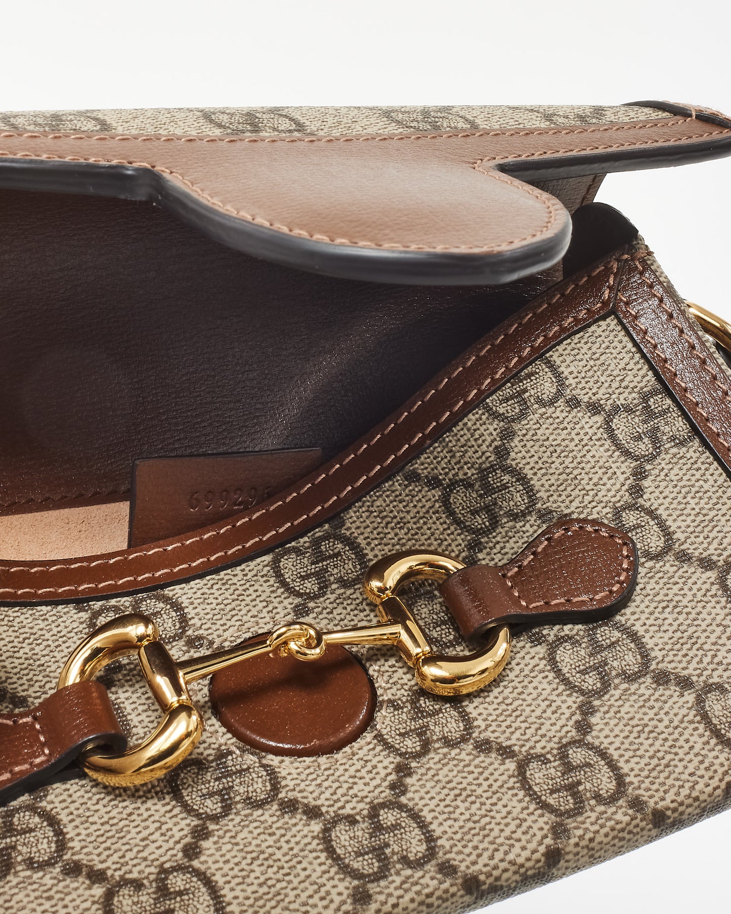 Gucci Beige and Dark Brown GG Supreme Canvas Horsebit 1955 Mini Crossbody Bag