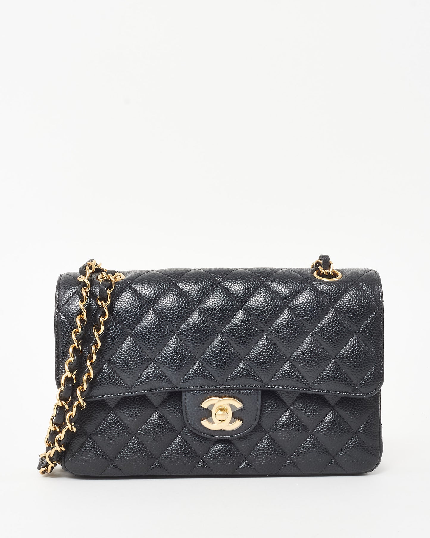 Chanel Black Caviar Leather Small Double Flap Bag GHW