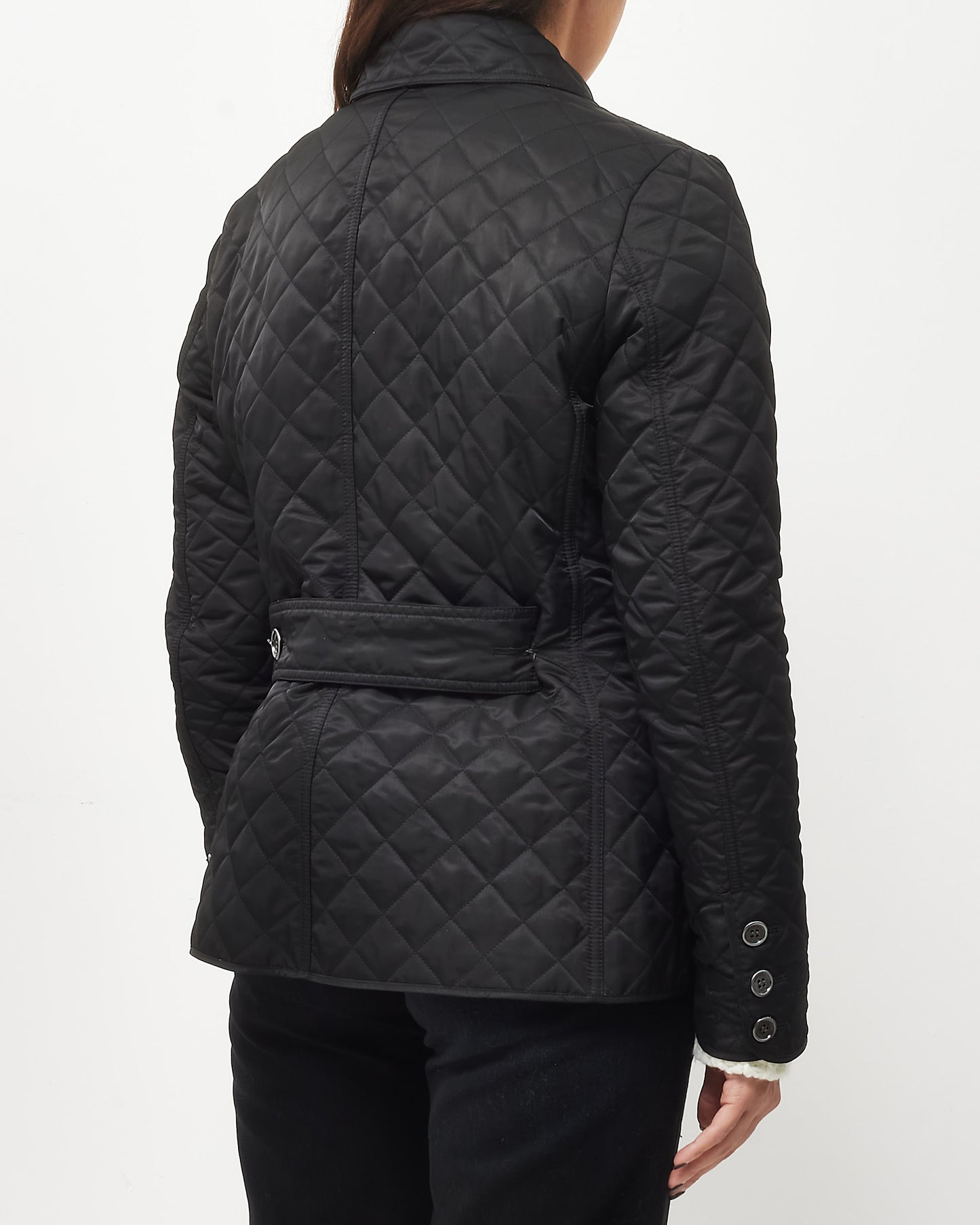 Burberry Black Nylon Diamond-Quilted Padded Shell Jacket - M