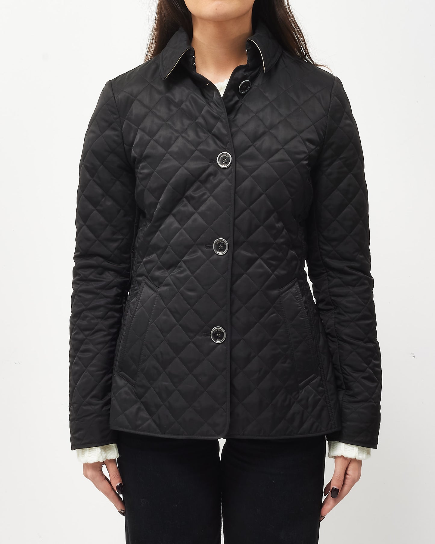 Burberry Black Nylon Diamond-Quilted Padded Shell Jacket - M