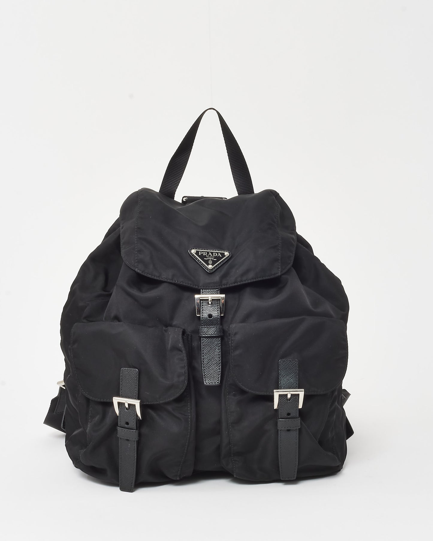 Prada Black Nylon Small Double Pocket Backpack