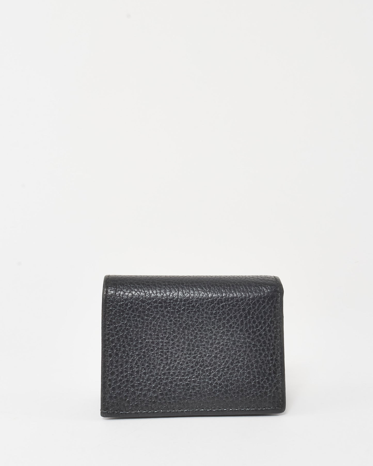 Gucci Black Pebbled Leather Double GG Card Case Wallet