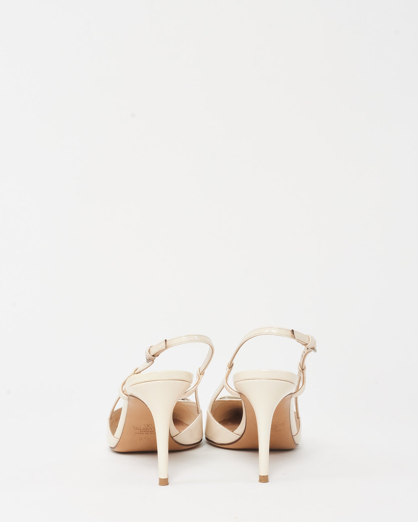 Valentino White Patent Leather VLogo Slingback Pumps - 37.5