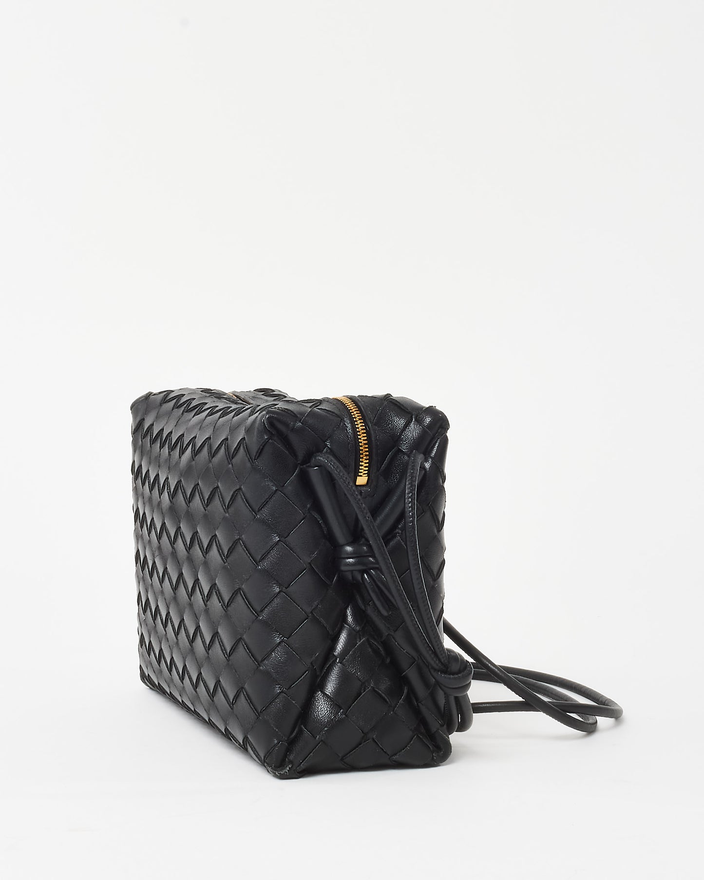 Bottega Veneta Black Intrecciato Leather Small Loop Crossbody Bag