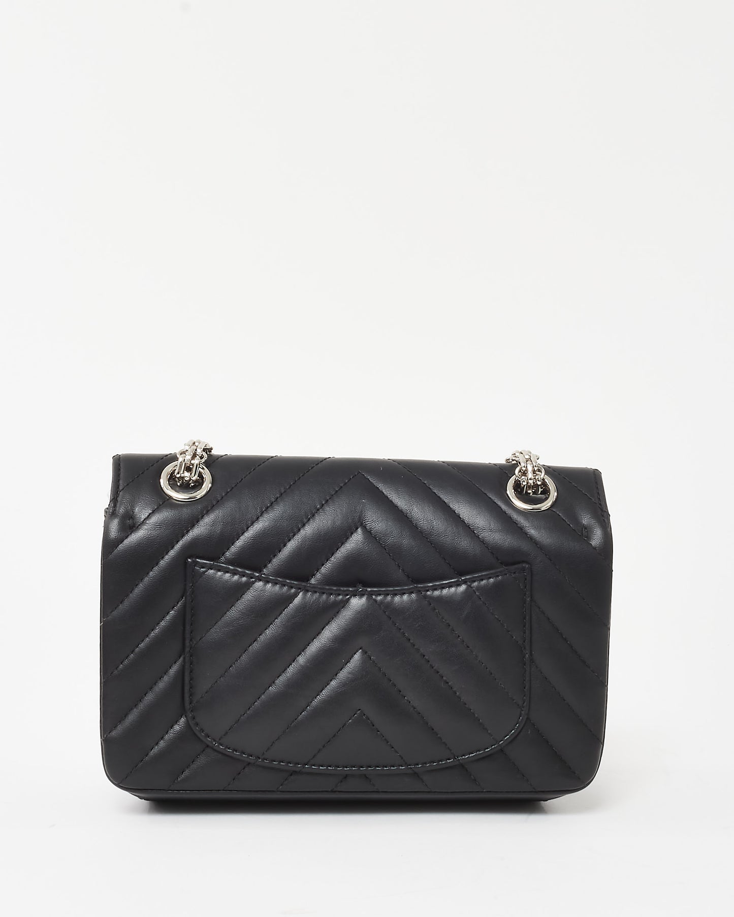 Chanel Black Aged Calfskin Chevron Quilted 2.55 Reissue Mini Flap Bag SHW