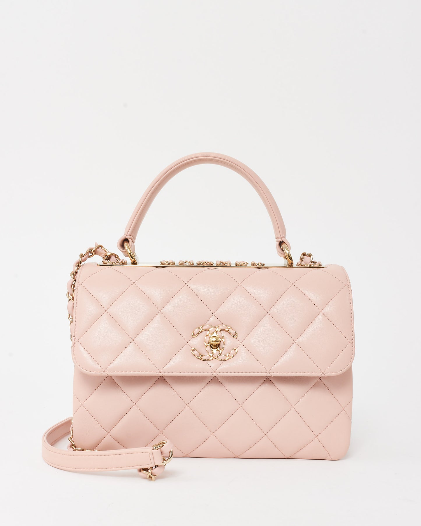 Chanel Pink Lambskin Leather 19 Clasp Small Trendy CC Top Handle Bag