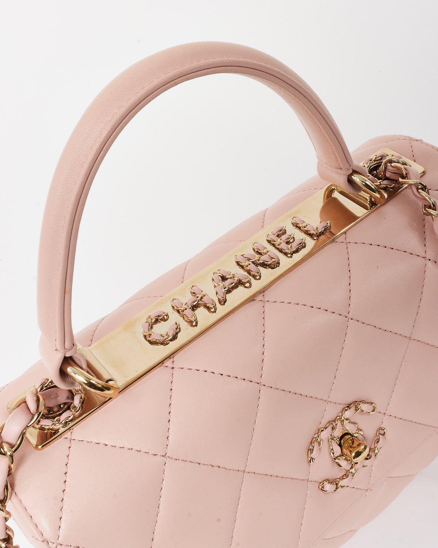 Chanel Pink Lambskin Leather 19 Clasp Small Trendy CC Top Handle Bag