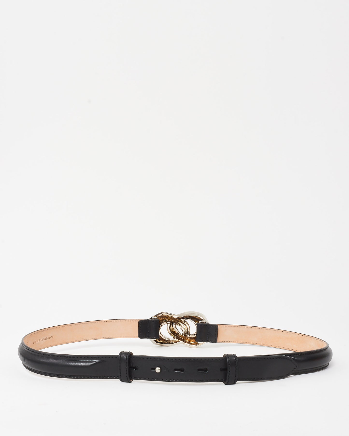 Alexander Mcqueen Black Thin Leather with Silver Buckle Belt - 95/38