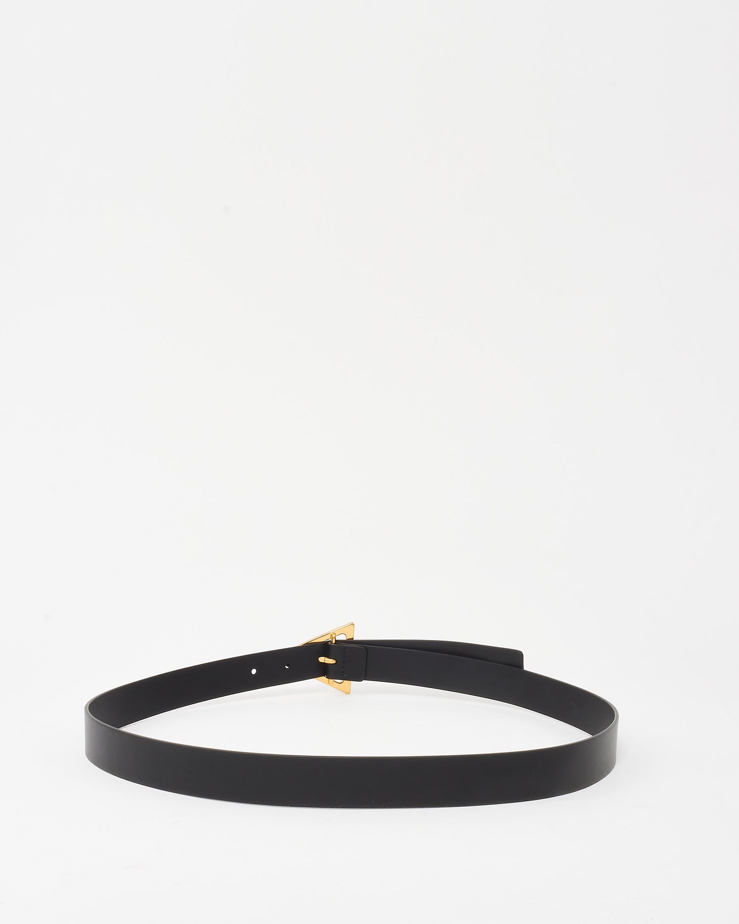 Bottega Veneta Black Leather Gold Triangle Belt - 90/36