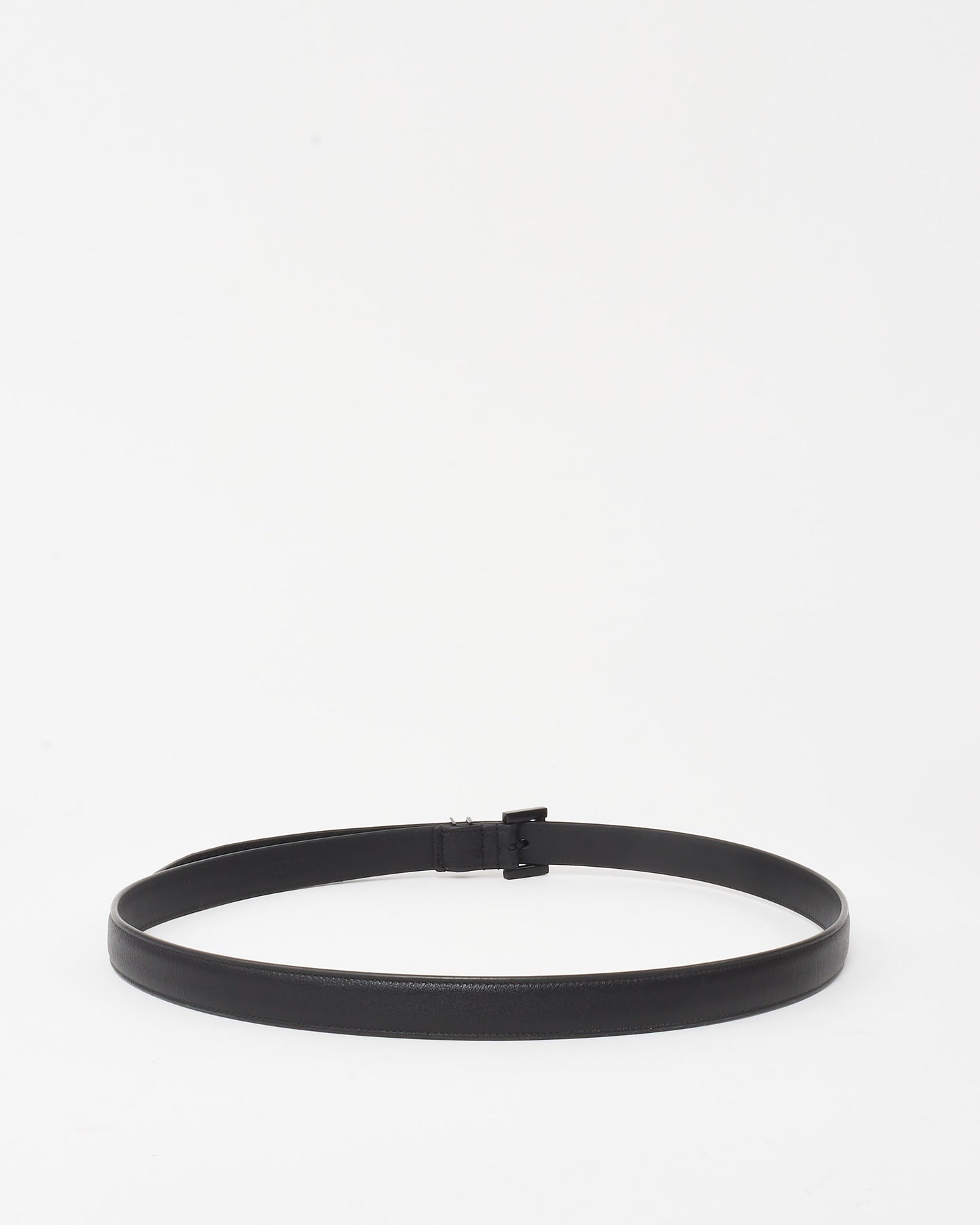 Saint Laurent Black Smooth Leather Extra Thin Cassandre YSL Logo Belt BHW - 90