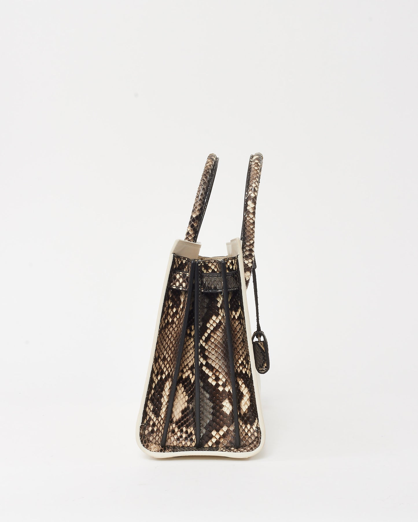 Saint Laurent White Leather 
Grey Python Trim Small Sac De Jour Bag