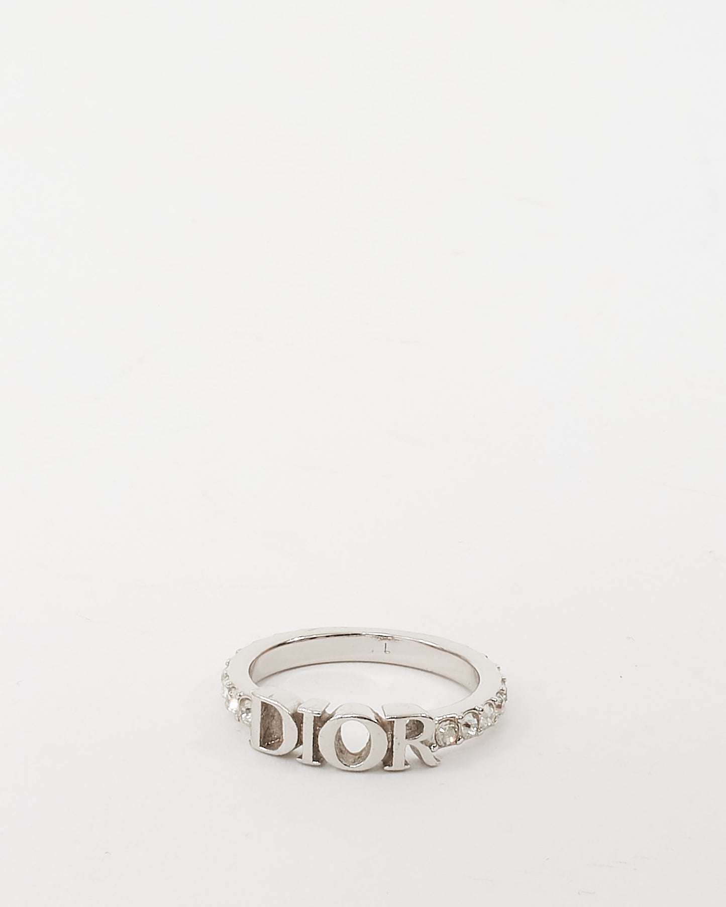 Dior Silver Metal and Crystal Dio(r)evolution Ring - L