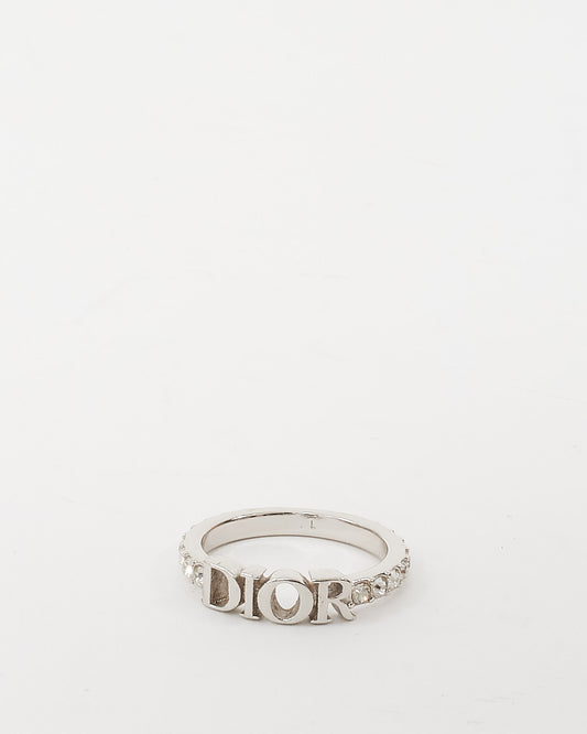 Dior Silver Metal and Crystal Dio(r)evolution Ring - L