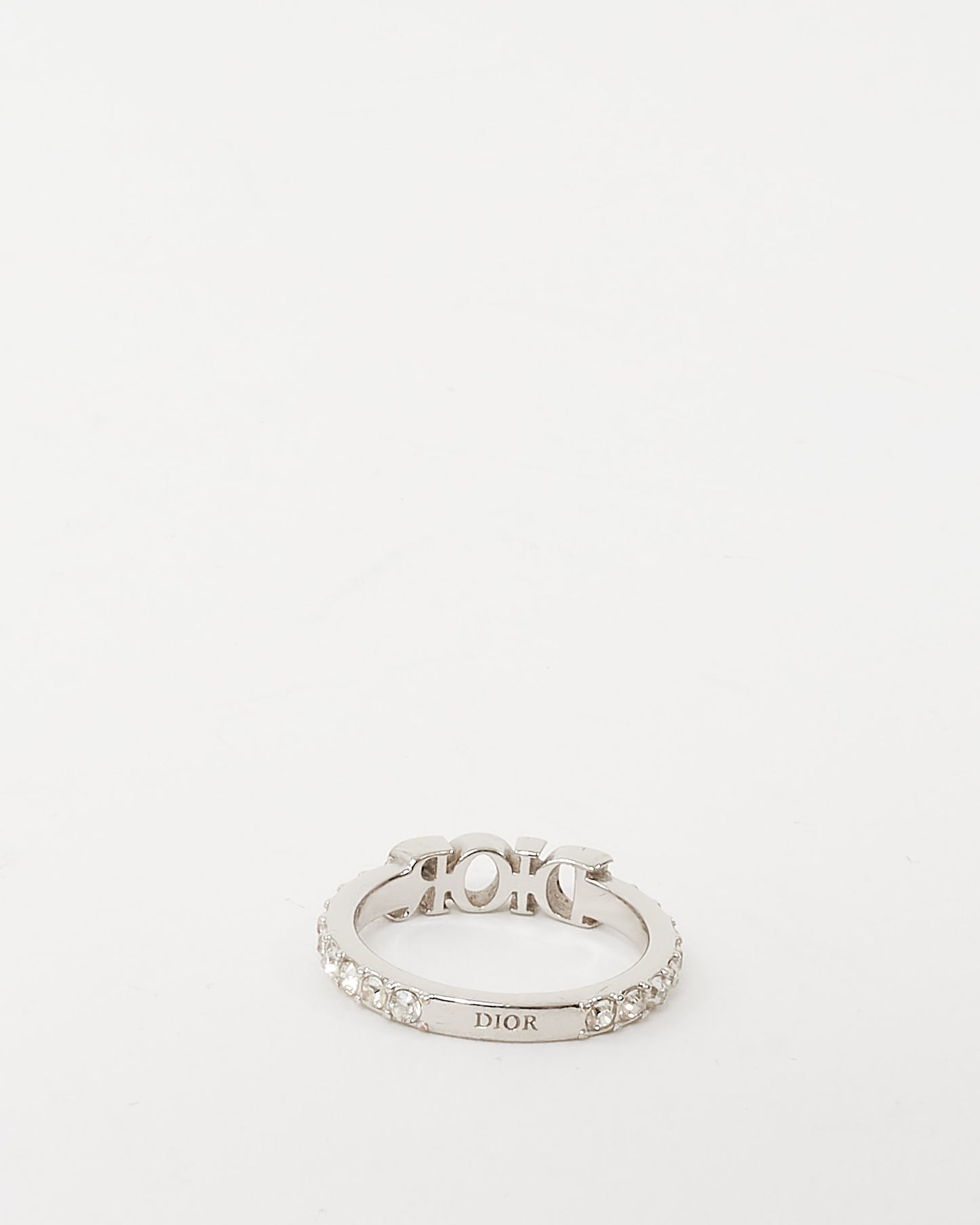 Dior Silver Metal and Crystal Dio(r)evolution Ring - L