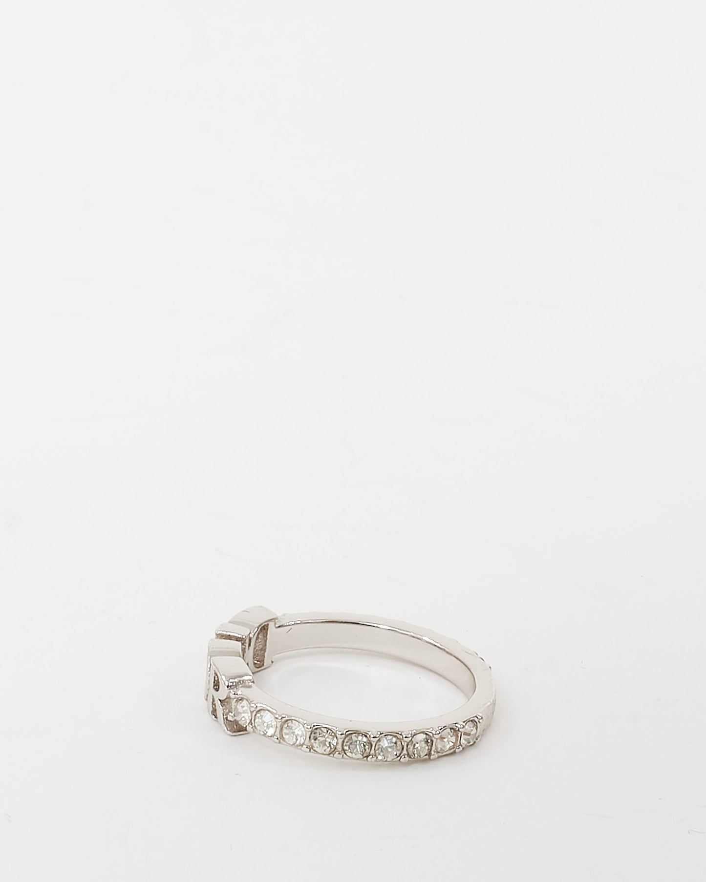 Dior Silver Metal and Crystal Dio(r)evolution Ring - L