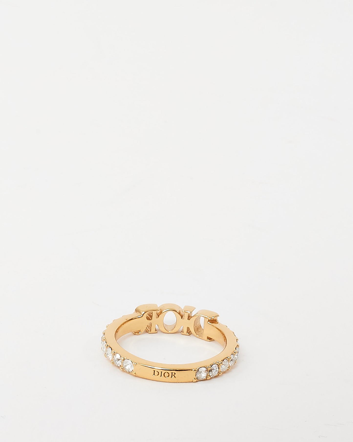 Dior Gold Metal and Crystal Dio(r)evolution Ring - L