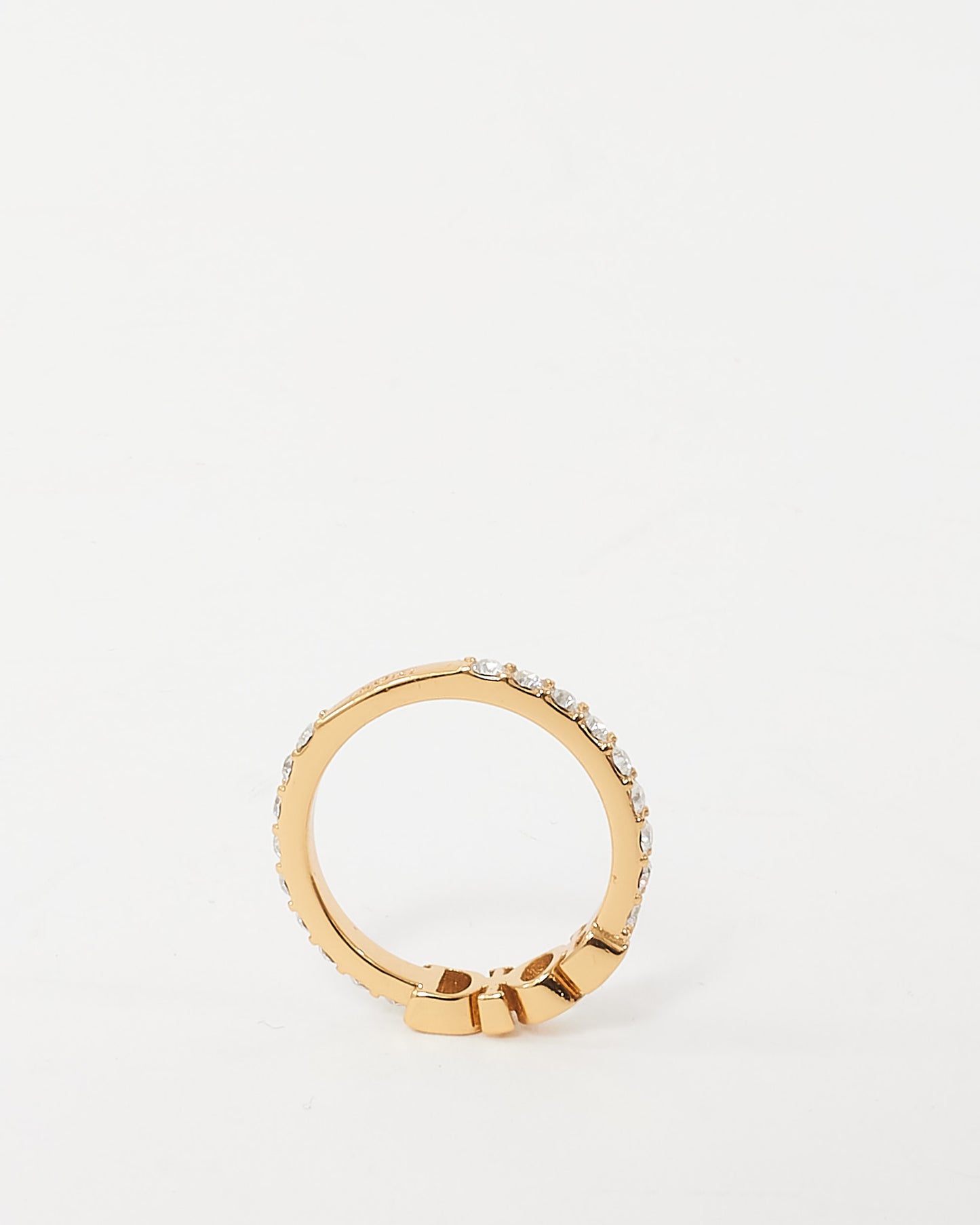 Dior Gold Metal and Crystal Dio(r)evolution Ring - L