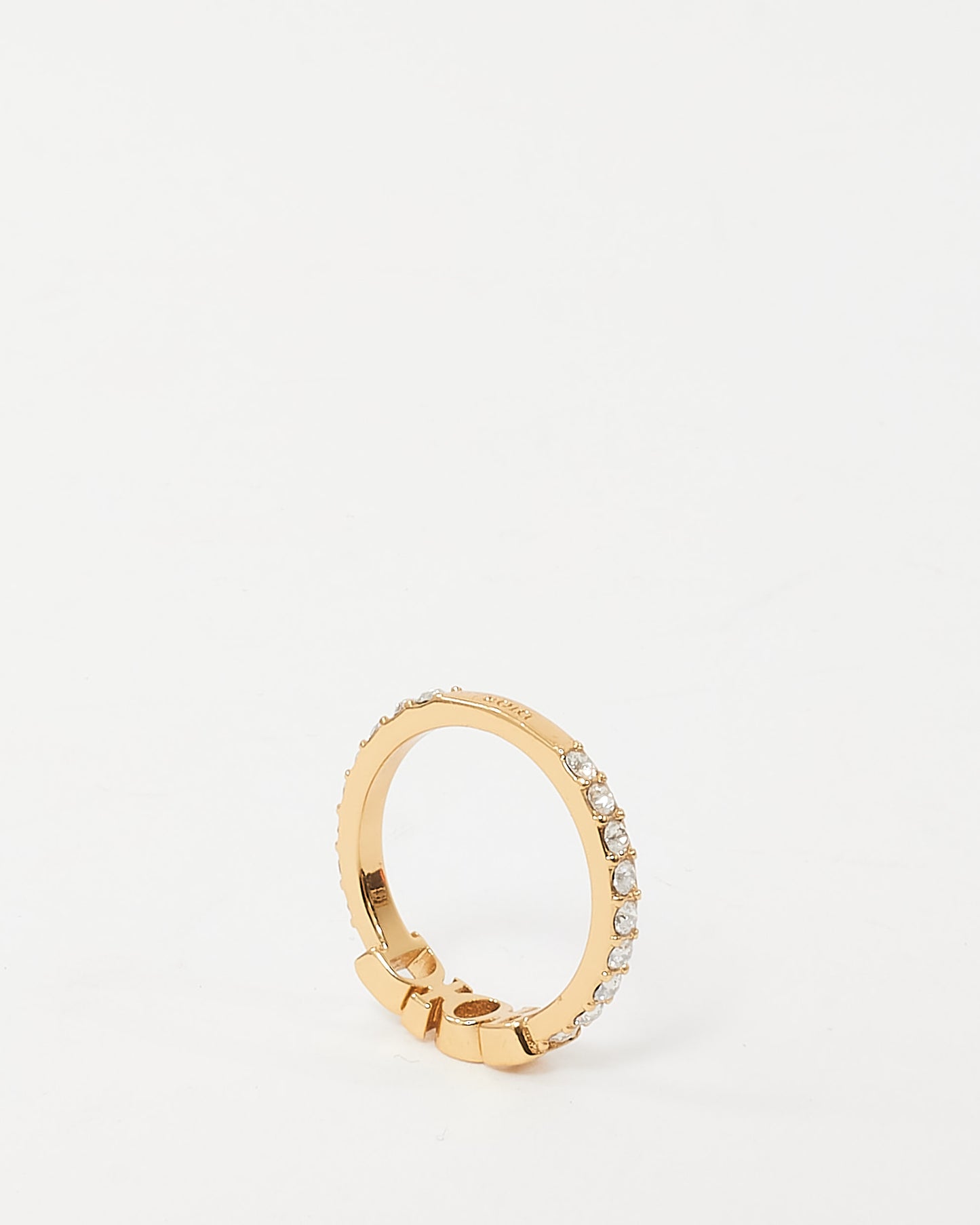 Dior Gold Metal and Crystal Dio(r)evolution Ring - L