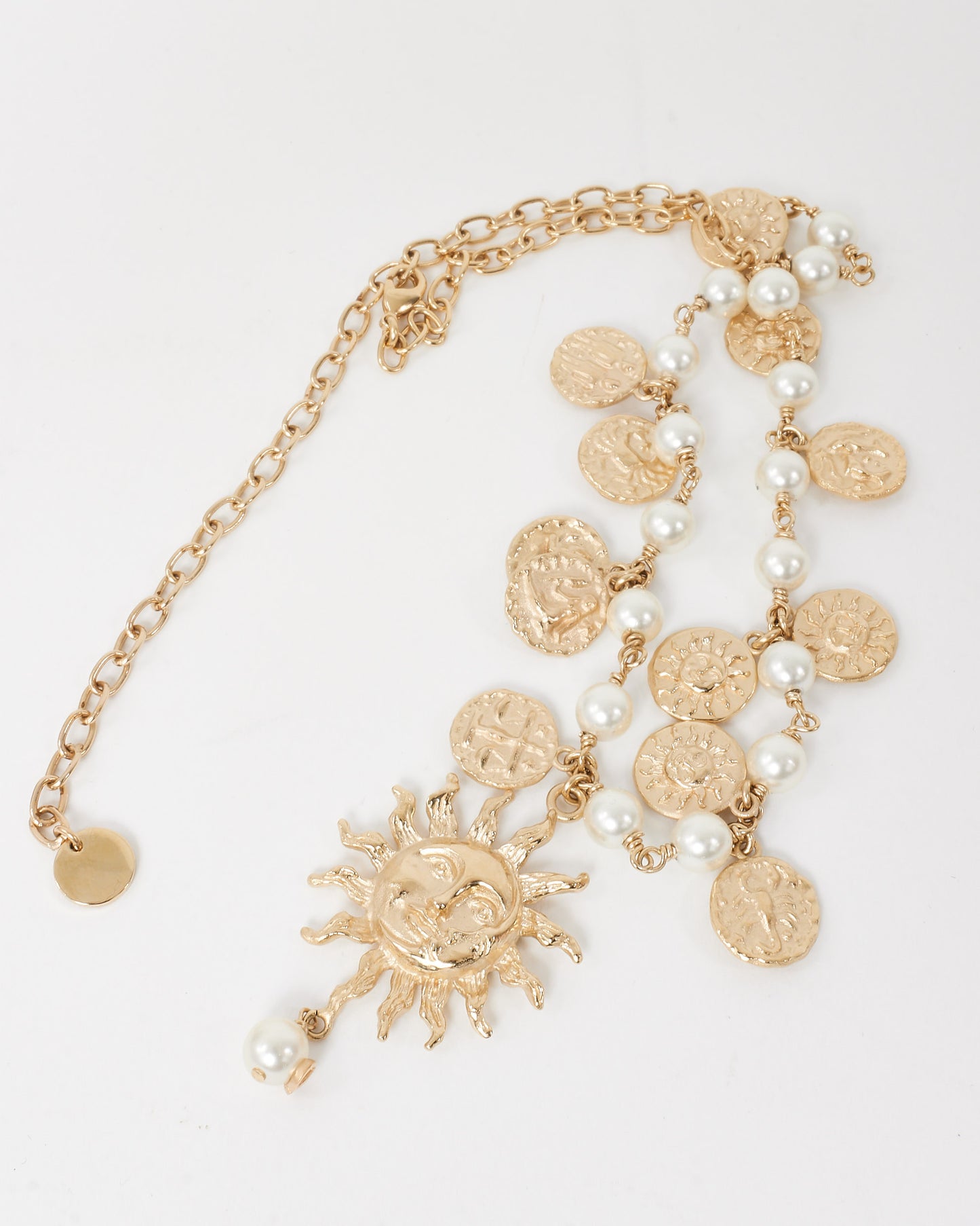 Dior Gold and Pearl Sun and Astrology Necklace