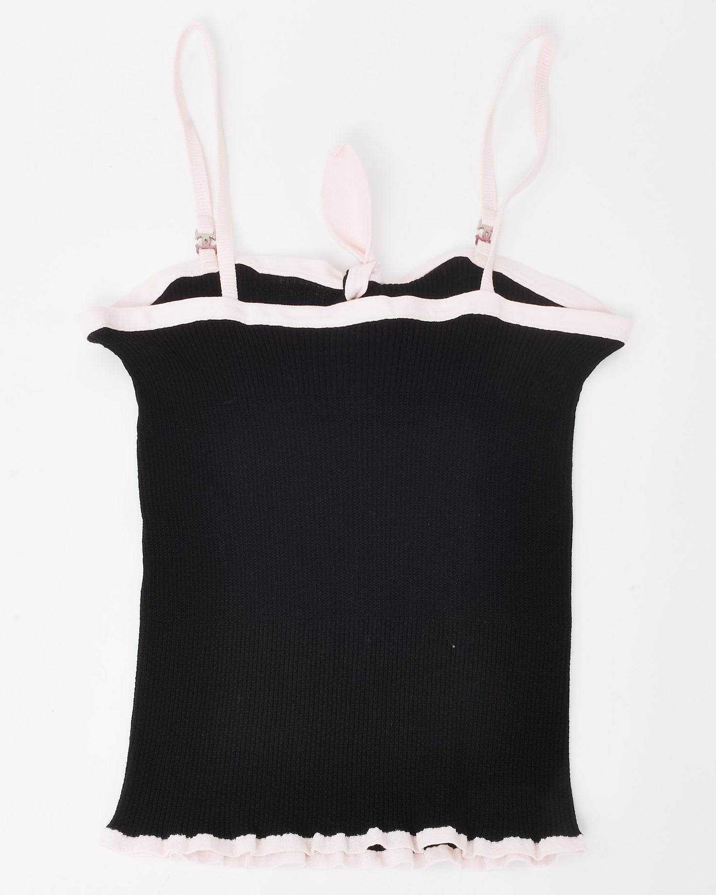 Chanel Black and Pink Tank Top Crystal Logo - 38